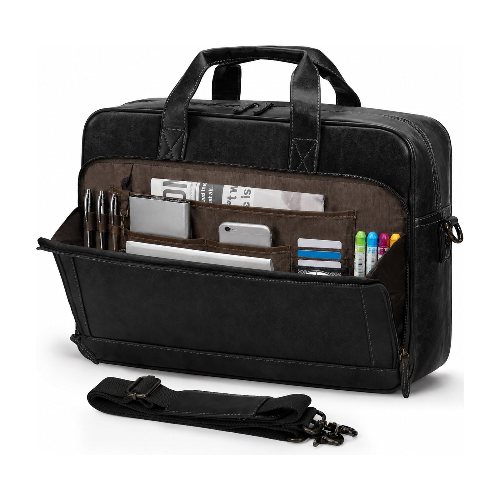 Lunavera Portafolio para Laptop de 16 Pulgadas Tipo Piel Impermeable, Marrón
