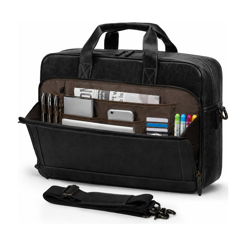 Lunavera Portafolio para Laptop de 16 Pulgadas Tipo Piel Impermeable, Marrón