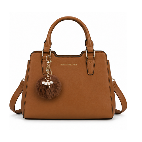 Bolso Satchel Mujer Elegante con Pompon – Diseño PU Premium con Correa Ajustable