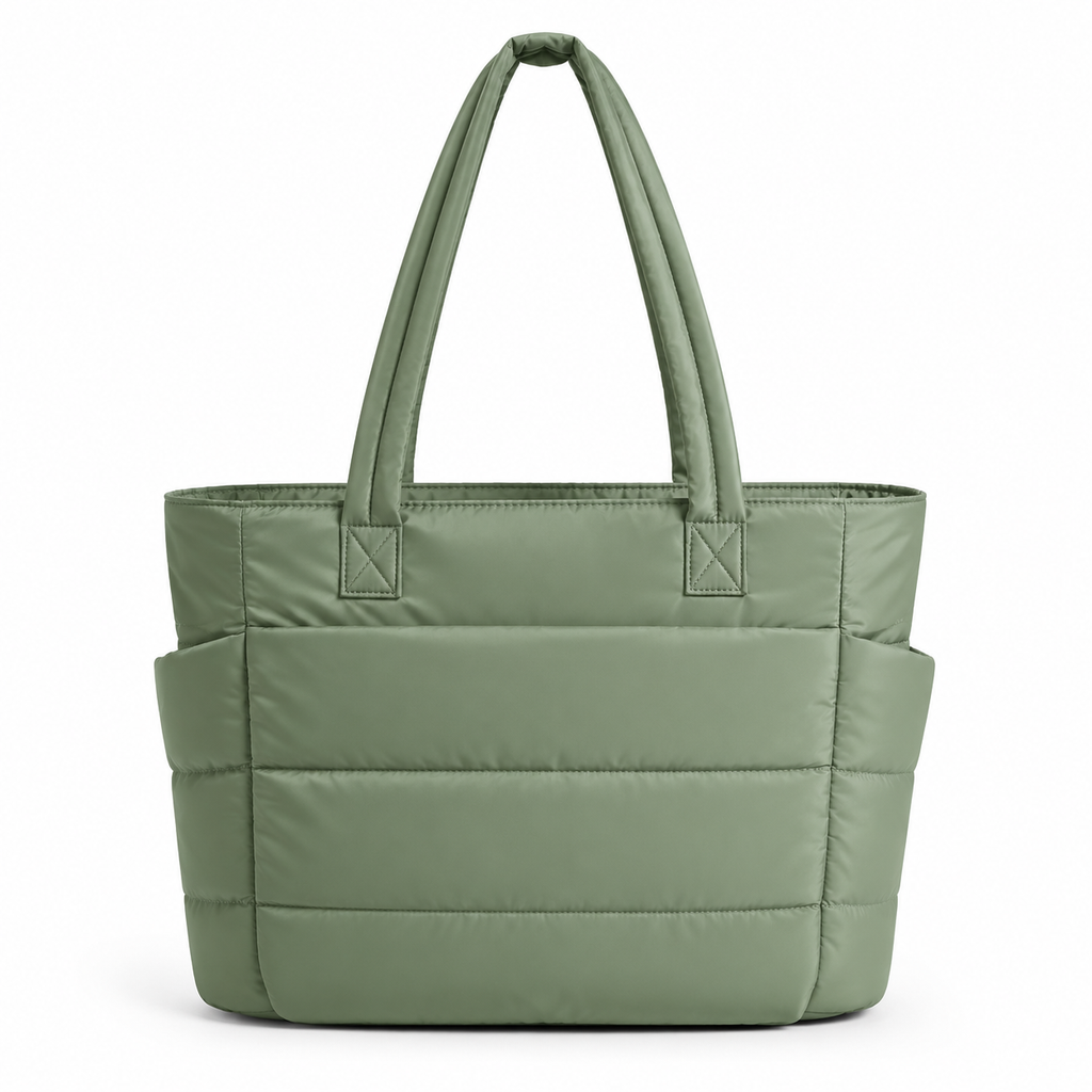 Bolso Tote Puffer para Mujer, Bolsa Acolchada Ligera de Gran Capacidad con Compartimento para Laptop, Bolsa Casual para Trabajo, Viajes y Compras