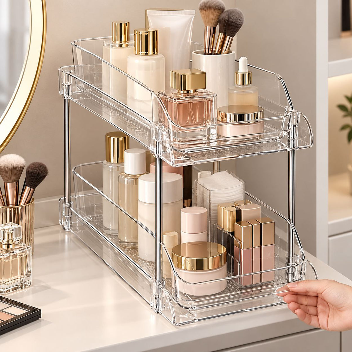⏳ Time-Limited Special ⏰ Multifunctional Pull-Out Storage Organizer – Clear 2/3-Tier Design for Bathroom, Under-Sink Cabinets & Vanity ✨