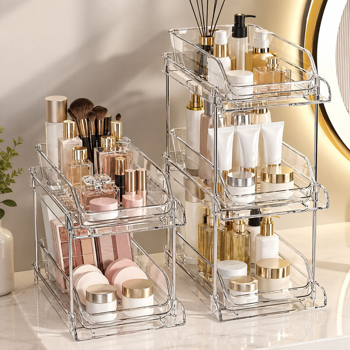 ⏳ Time-Limited Special ⏰ Multifunctional Pull-Out Storage Organizer – Clear 2/3-Tier Design for Bathroom, Under-Sink Cabinets & Vanity ✨