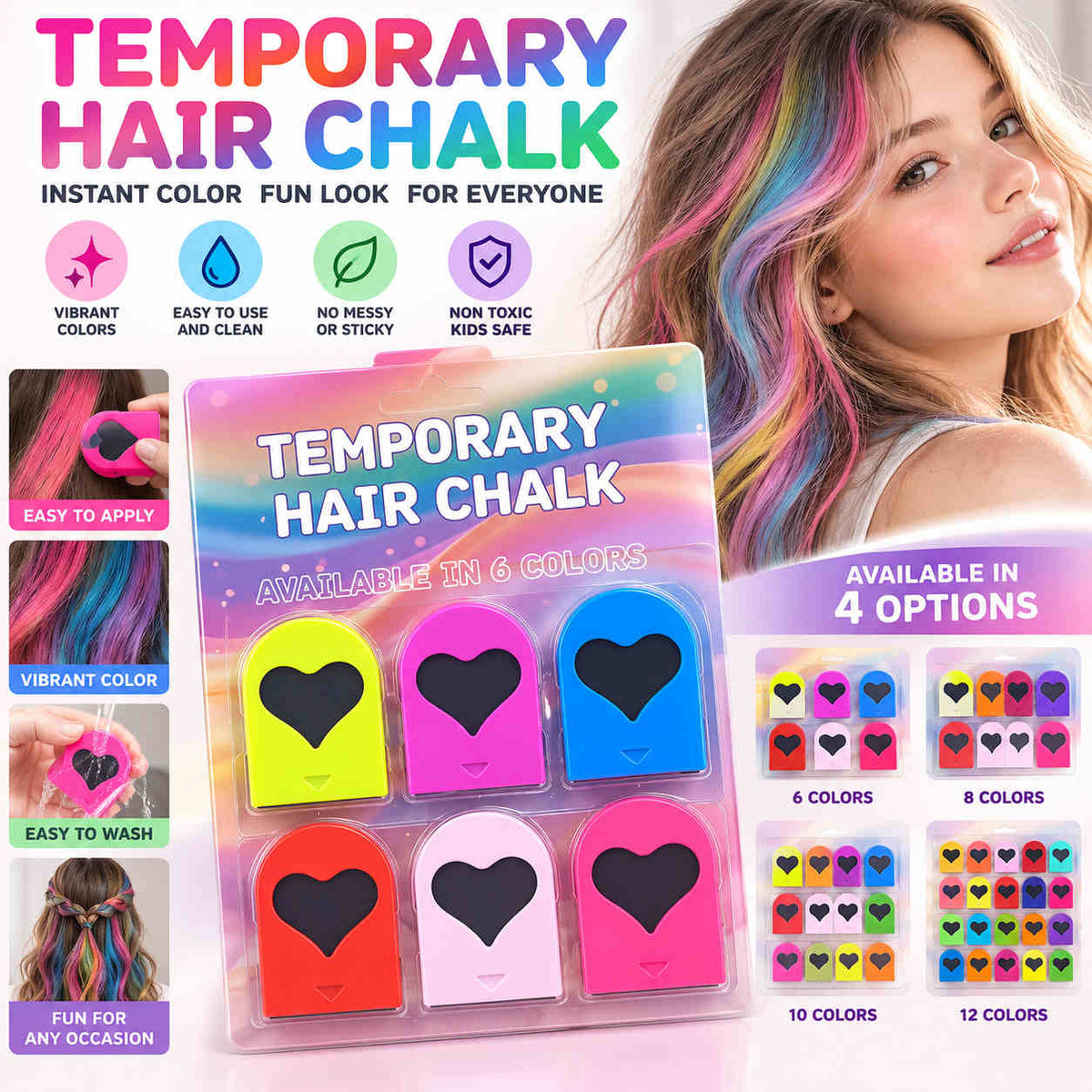 ⏳Time-Limited Special⏰Temporary Hair Chalk Set for Girls