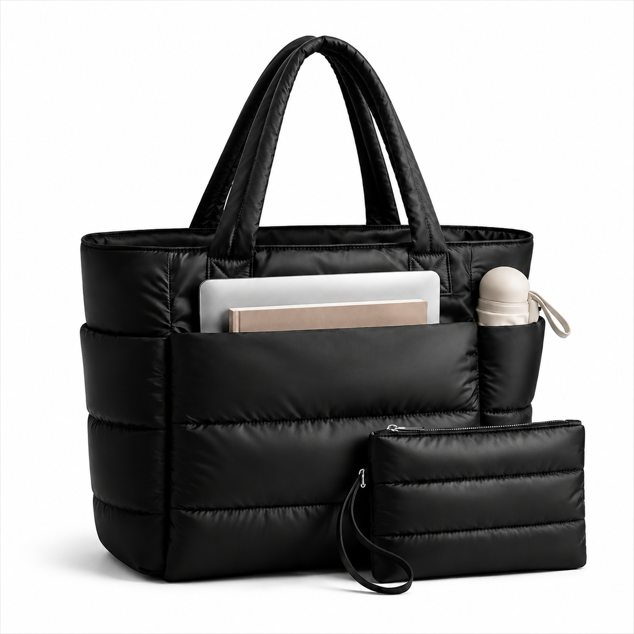 Bolso Tote Acolchado para Mujer con Gran Capacidad y Compartimento para Portátil