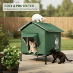 ⏳Time-Limited Special⏰All-Weather Elevated Outdoor Cat House – Waterproof Oxford Cloth, Thermal Aluminum Lining & Foldable Design 🌧️