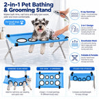 Hands-Free Pet Bathing & Grooming Stand – Foldable 2-in-1 Support Table for Small Dogs & Cats