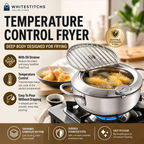 ⏳ Time-Limited Special ⏰ Deep Fryer Pot with Thermometer & Oil Drain Rack – Stainless Steel ✨