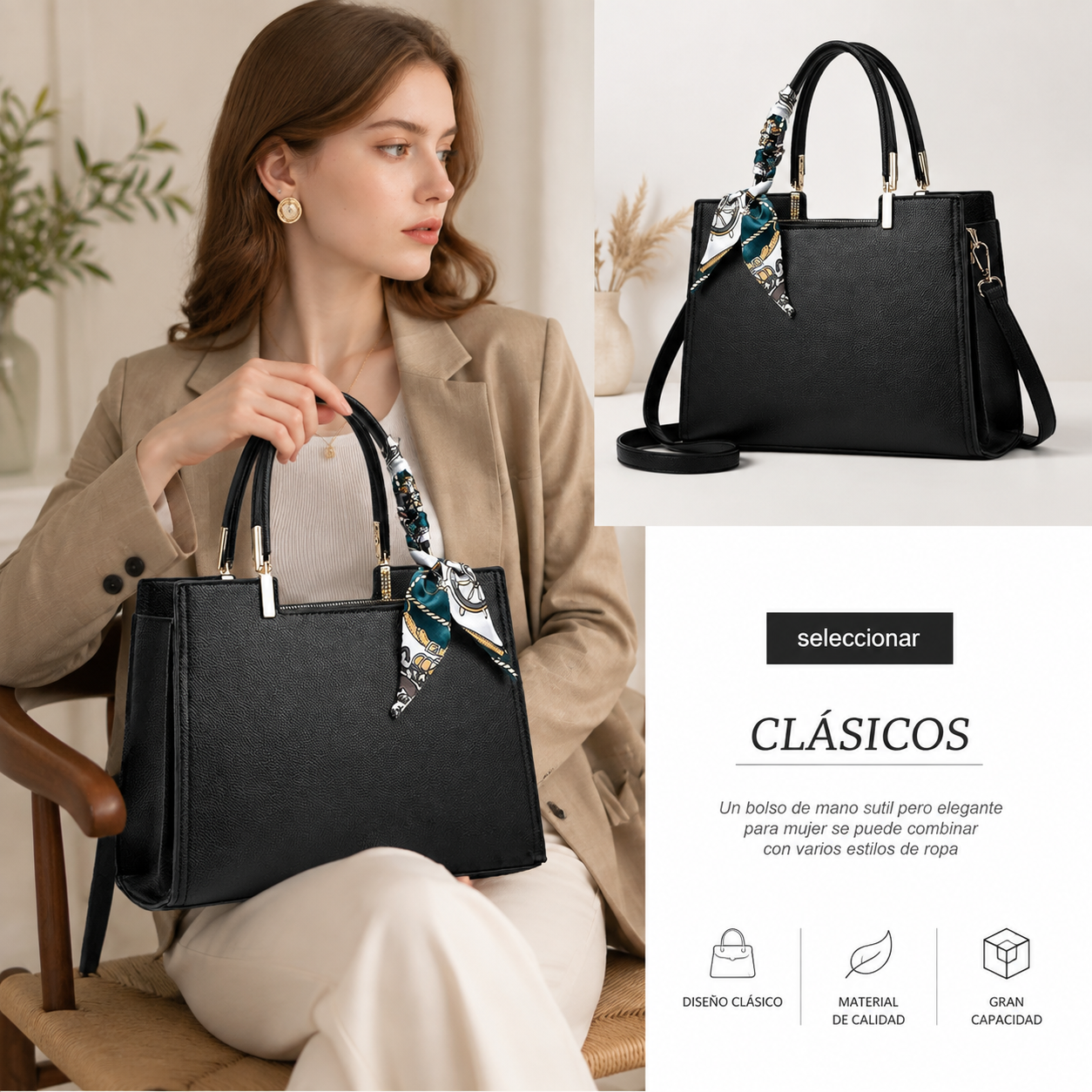 Bolso Tote Elegante para Mujer – Diseño Moderno de Gran Capacidad con Estilo Premium