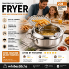 ⏳ Time-Limited Special ⏰ Deep Fryer Pot with Thermometer & Oil Drain Rack – Stainless Steel ✨