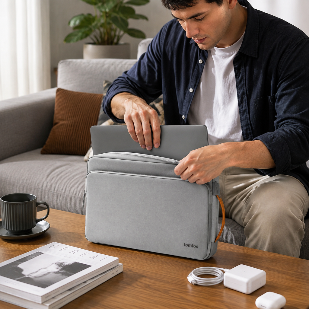 Bolsa para Laptop 13-15.6” Impermeable con Protección 360° – Diseño Delgado y Elegante para Trabajo y Viajes