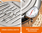 ⏳ Time-Limited Special ⏰ Deep Fryer Pot with Thermometer & Oil Drain Rack – Stainless Steel ✨